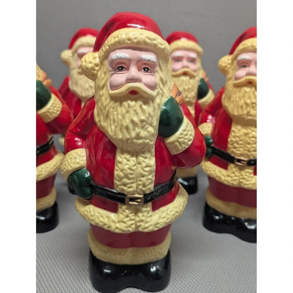 Set of 5 VTG Santa Claus Blow Mold Pathway Light Covers Christmas Holiday Decor